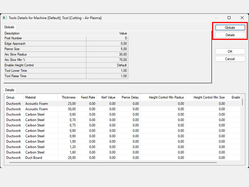 Machine tool settings